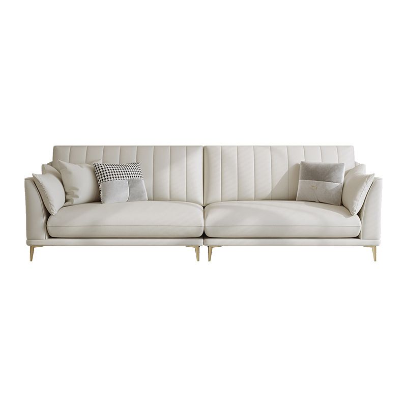 Modern Style Solid Wood Base Namib & White Leather Rectangular Sofa