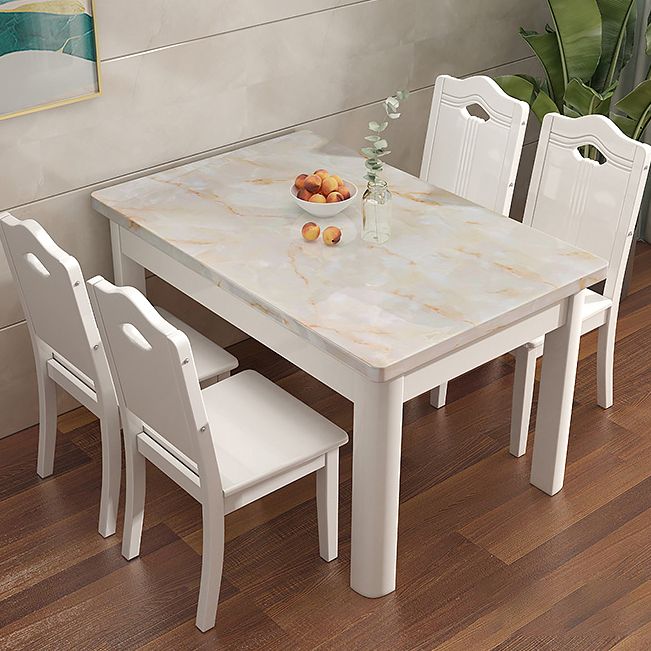 Simplicity Rectangle Dining Site Table Faux Marble Dining Room Collection with 4 Legs
