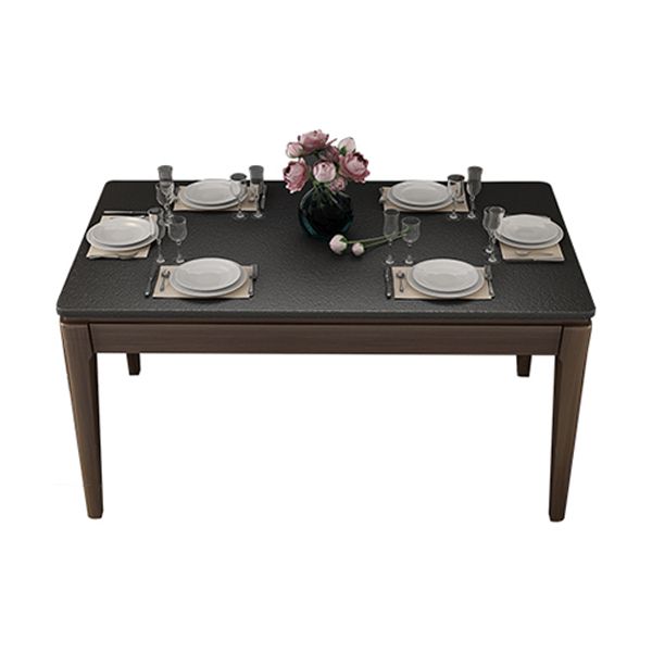 Stone Top Dinette Table with Ash Wood Legs Black Indoor Dining Table