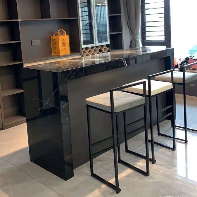 Industrial Square Upholstered Counter Stool Armless Bar Chair with Metal Footrest