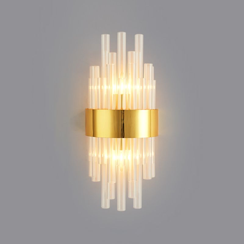 Modern Style Liner Wall Light Crystal 2 Light Sconces for Bedroom