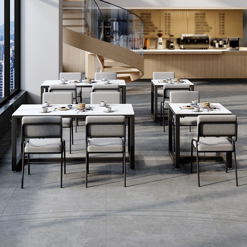 Industrial Rectangle Dining Table Sintered Stone Dining Table with Trestle Base for Dining Room