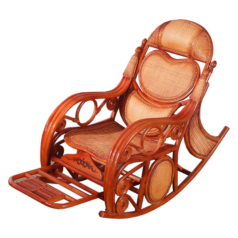 Traditional Spindle Rocking Accent Chair Tobacco Finish Rocker Chair Reclining