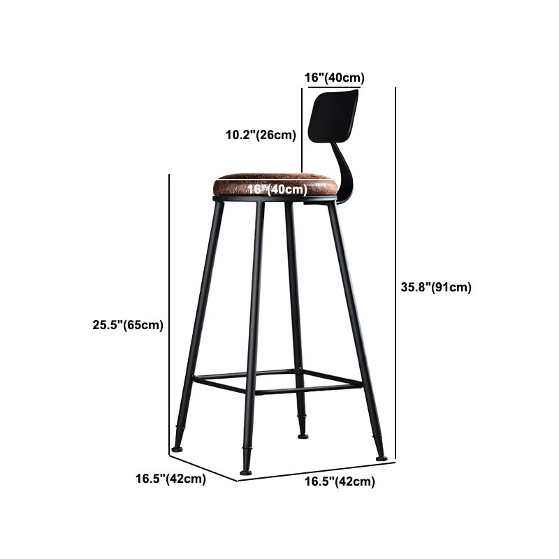 Industrial Style Bar Stool Wooden Counter Bar Stool with Metal Legs for Home