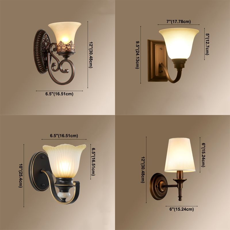 Iluminación de pared de múltiples sombras estilo de vidrio simple moderno 1 luz de pared ligera