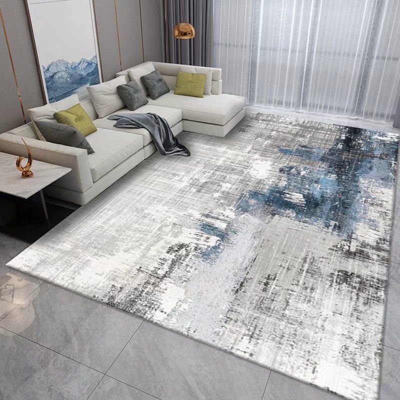 Gray Modern Carpet Polyester Graphic Carpet Washable Carpet for Living Room