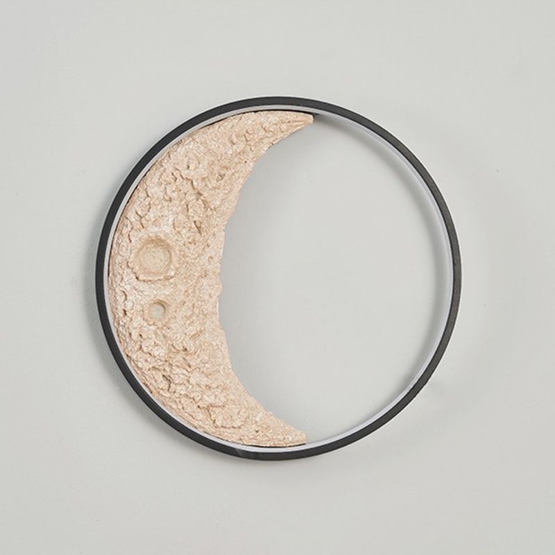 Modern Metal Wall Sconce Circle Shape Wall Light with Resin Shade for Bedroom