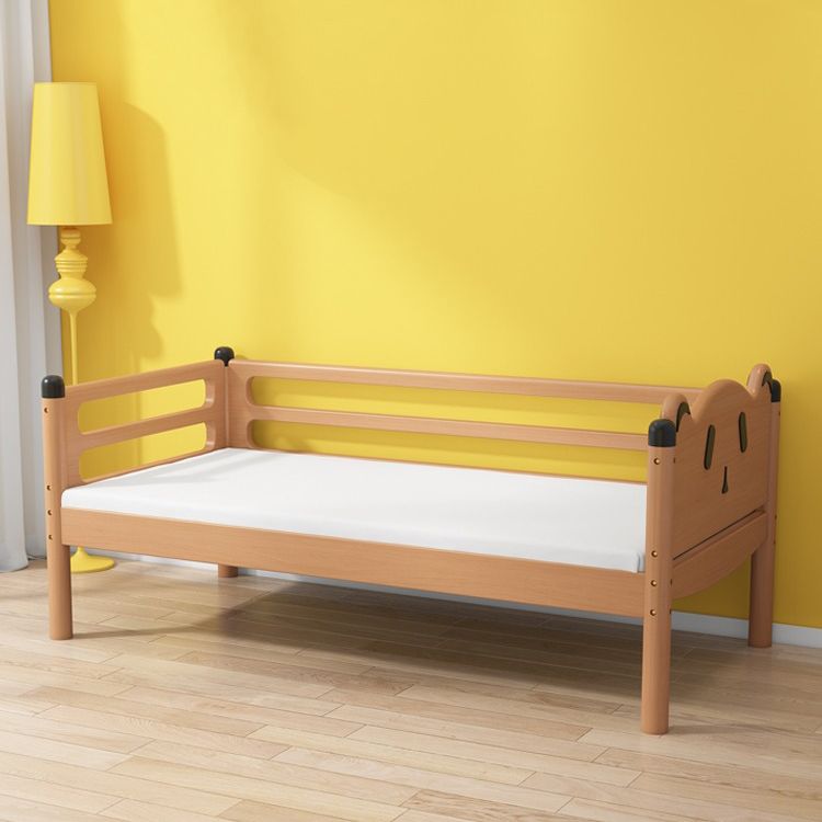 Glam Style Solid Wood Nursery Bed in Nature with Safety Guardrail