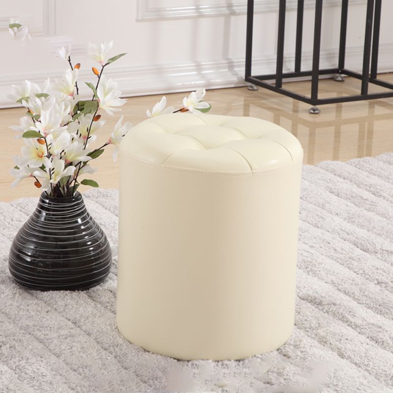 Round Genuine Leather Ottoman Standard Tufted Plain Water Resistant Modern Ottoman