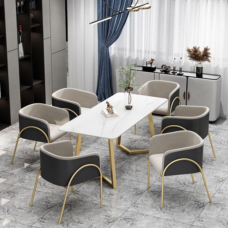 1/2/5/7 Pcs Metal Glam Style Dining Room Set with Rectangle Table Dinette Set