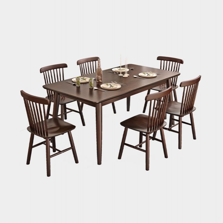 Minimalist Solid Wood Dining Set with Rubberwood Wood Dining Table and Chairs