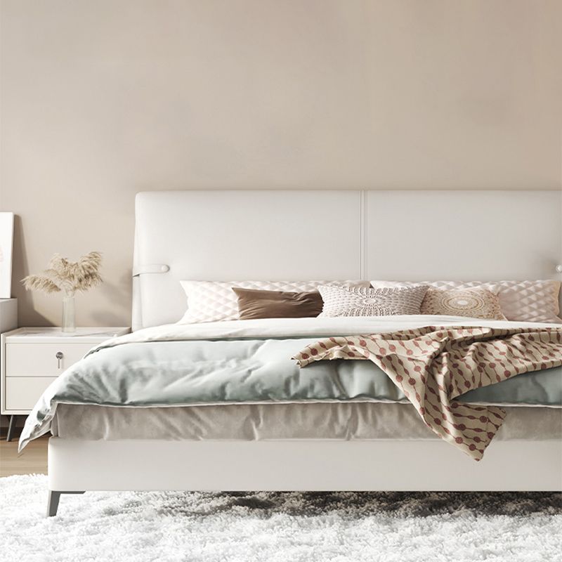 Wood and Upholstered Panel Bed Modernism 39.4" Tall Bed Frame