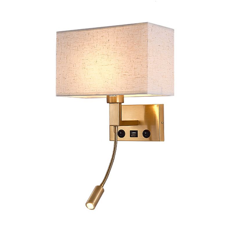 Modern Rectangular Wall Mount Lamp Fabric 2 Lights Wall Light Fixture