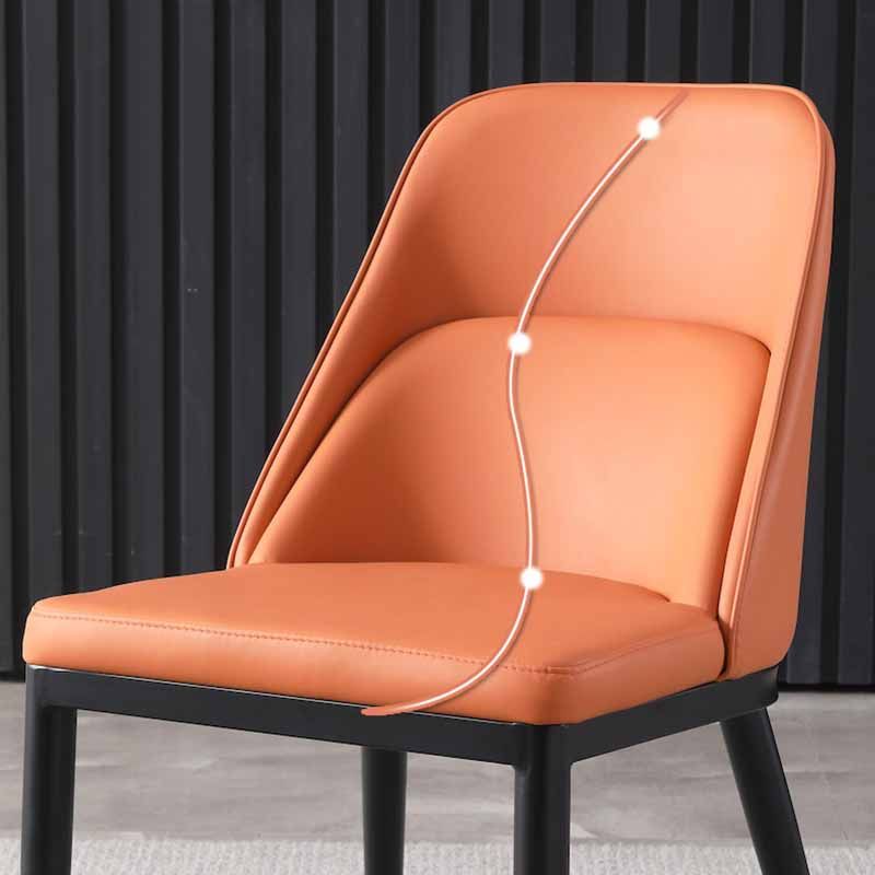 Modern Solid Back Armless Chair Leather Dining Side Chairs for Home Use