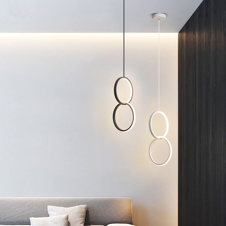 Kreisförmiger Acryl -LED -Anhänger Licht im modernen prägnanten Stil schmiedeeisern hängendes Licht für Esszimmer