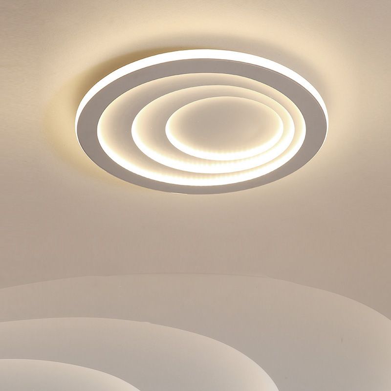 Luz empotrada de acrílico LED minimalista de montaje empotrado en techo ondulado blanco en luz blanca/cálida, 16"/19,5"/23,5" de ancho