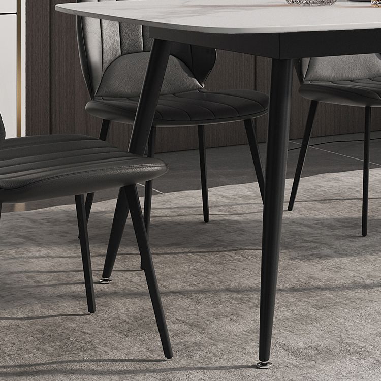 White Dining Table Set 1/2/5/7 Pcs Rectangle Dining Table with Wingback Chairs