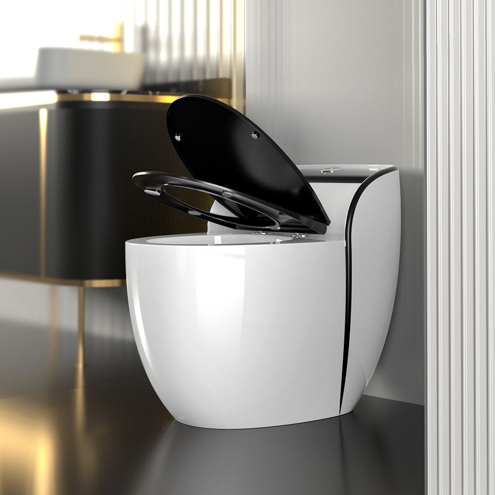 Modern Flush Toilet Ceramic Round-Front One-Piece Toilet with Slow Close Seat