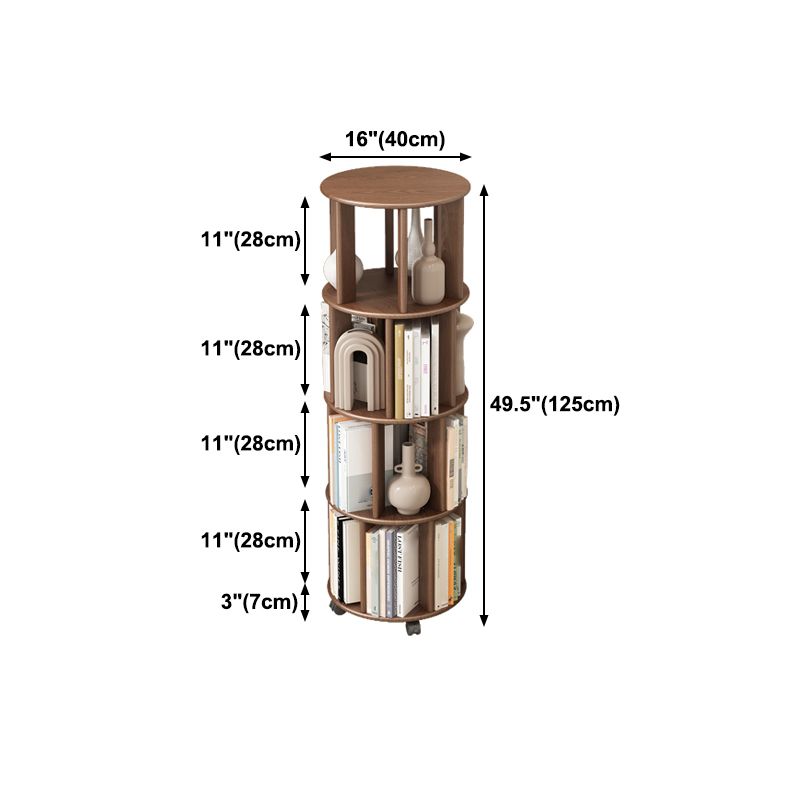 Scandinavian Style Bookshelf with Casters Bookcase for Home Office Study Room