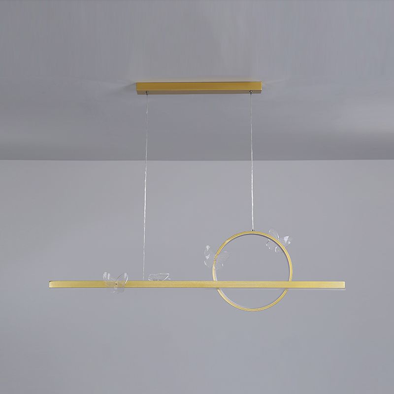 Modern Metal Island Lamp Geometry 2-Head Restaurant LED Pendant Light with Acrylic Shade