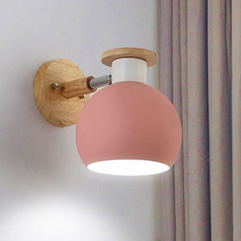 Rotatable Metal Spherical Sconce Light Kindergarten 1 Light Macaron Wall Lamp