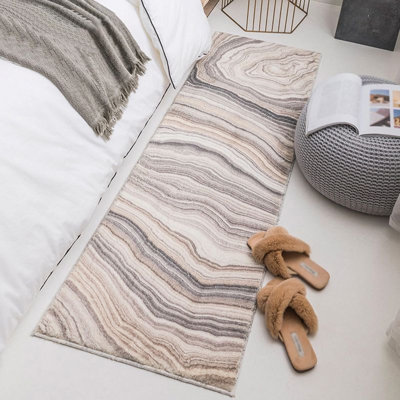 Modernism Swirl Stripe Pattern Rug Grey Polyester Rug Non-Slip Pet Friendly Washable Area Rug for Bedroom