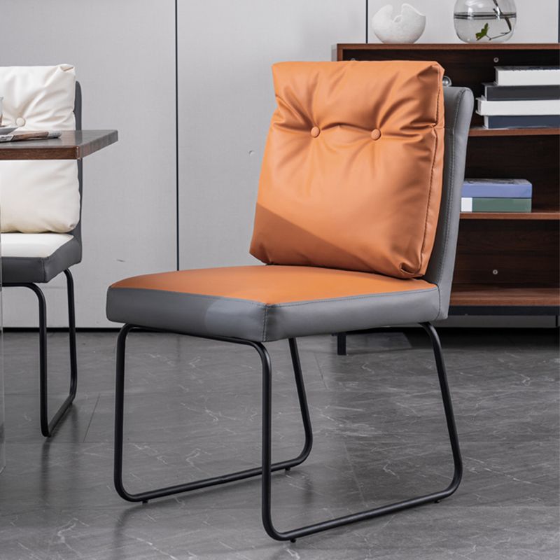 Industrial Kitchen Dining Chairs Faux Leather Side Chair with Black Legs