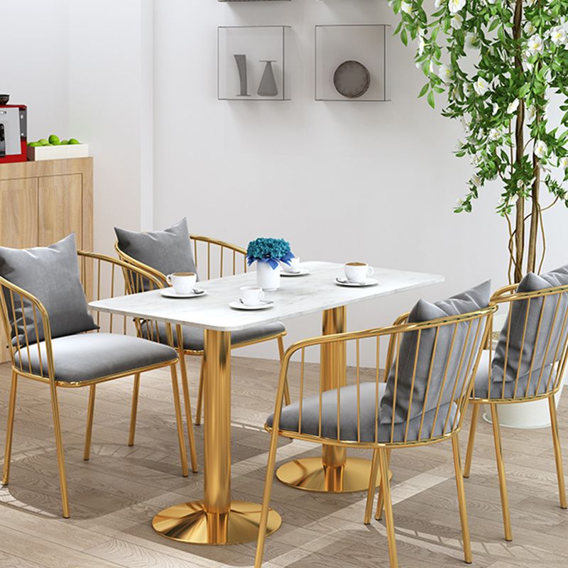 Sintered Stone Dining Table Traditional Luxury Dining Table with Gold Base