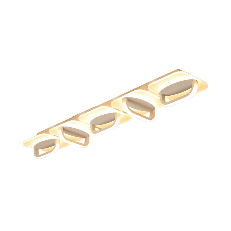 White Linear Ceiling Lighting Modern Style LED Acrylic Flushmount Light in Warm/White Light, 31.5"/39" W