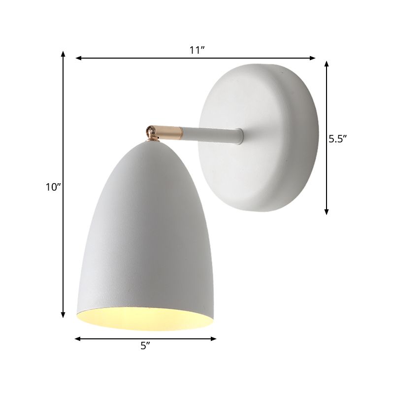 Minimailism 1 Bulb Wall Lighting White Flare Sconce Light Fixture with Metal Shade