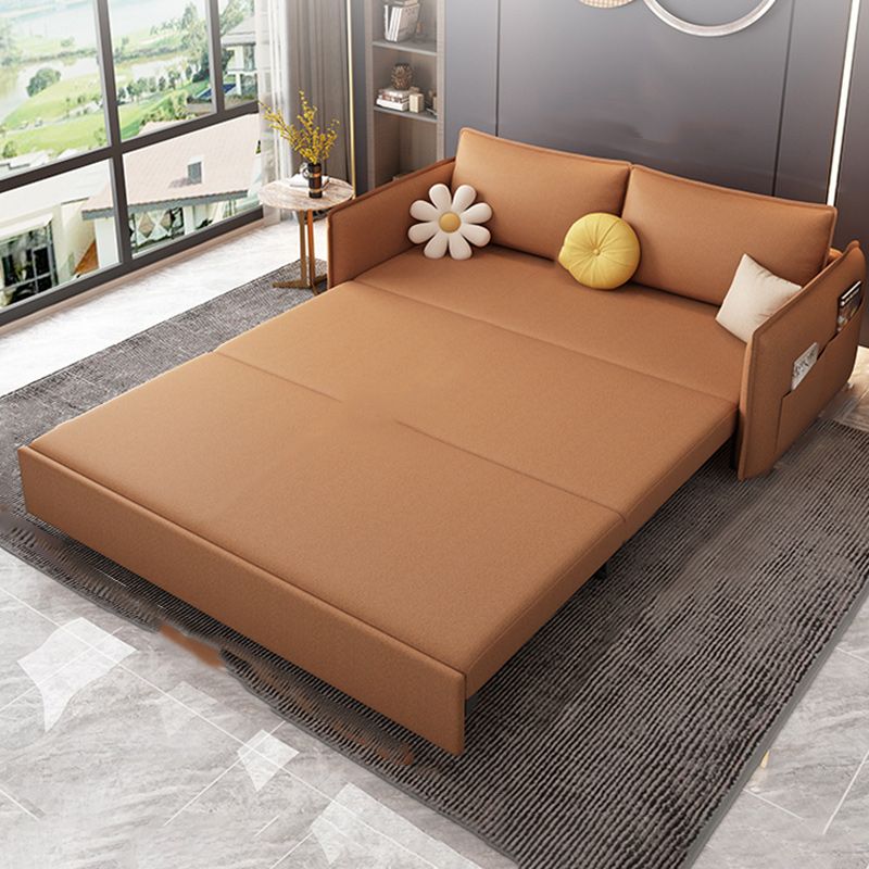 Faux Leather Sofa Bed Metal Frame Sleeper Sofa with Storage Box