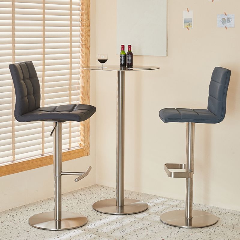 Stainless Steel Round Bar Dining Table Outdoor-Indoor Pedestal Bar Table