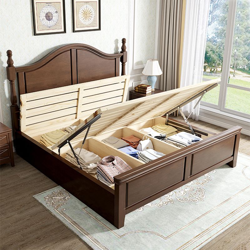 84.65 inch Wide Rustic Bed Frame Rubberwood Bed with Headboard
