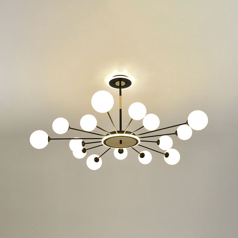 Glass Spherical Shape Chandelier Light Modern Style Multi Light Hanging Lamp for Bedroom