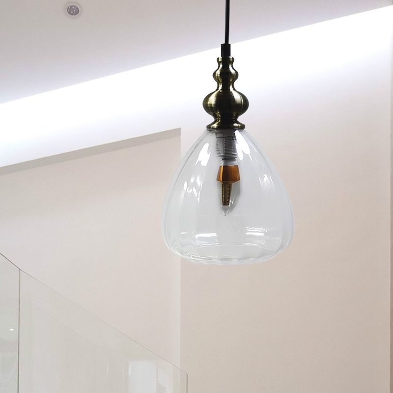Pyramid Shade Restaurant Hanging Lamp Amber/Clear/Smoke Glass Single Bulb Modern Style Pendant Light