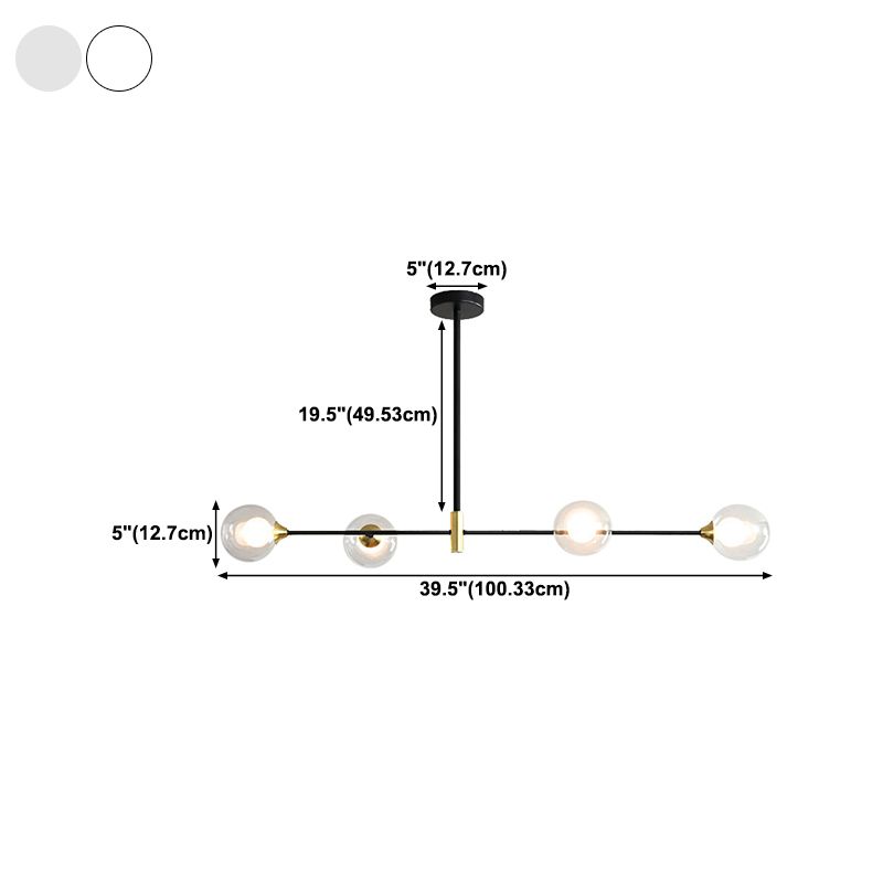 Modern Style Global Shape Island Lights Glass 3/4 Lights Pendant Light