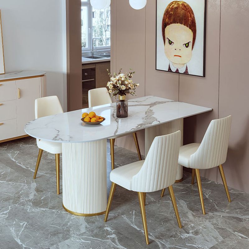 Glam 1/4/5/7 Pieces Dining Set Oval Shape Sintered Stone Dining Table Set