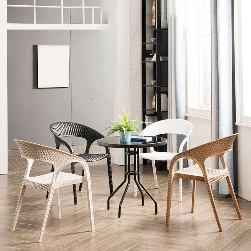 Contemporary Indoor-Outdoor Chair Patio Plastic Dining Arm chair