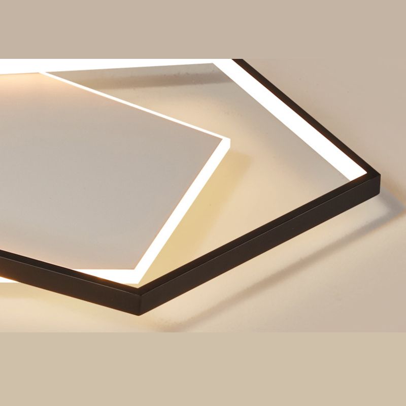 19,5-inch brede dubbele vijfhoekige LED-plafondlamp Aluminium eigentijds inbouwverlichtingsarmatuur in zwart + wit