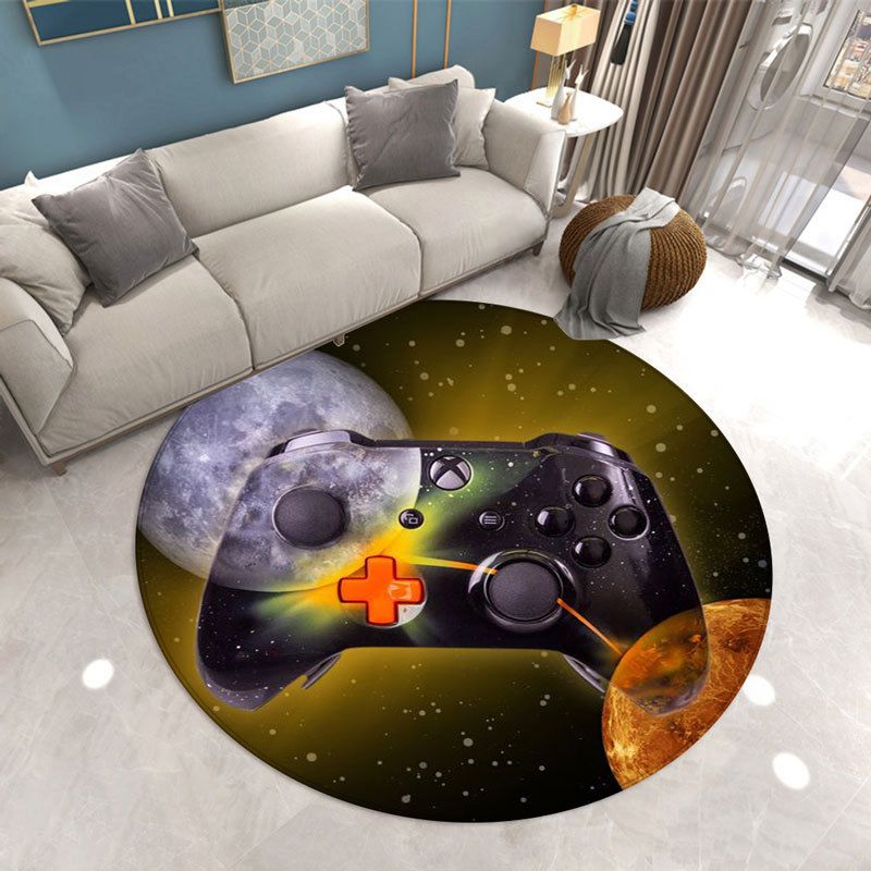 Fancy Modern Rug Gamepad Pattern Polyester Area Rug Stain Resistant Rug for Home Decor