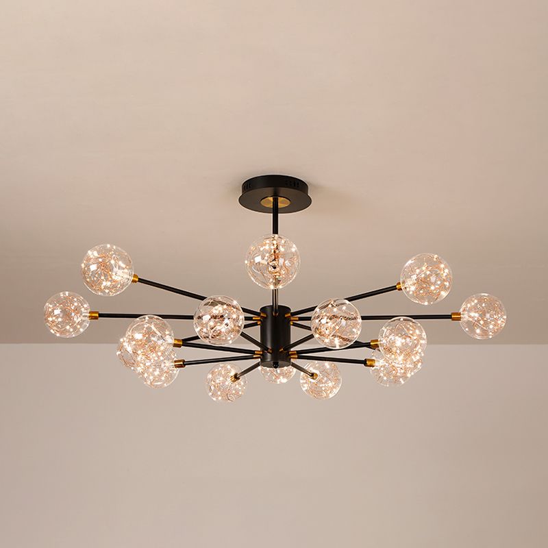 Luce a sospensione a sospensione globale con soffitto in vetro trasparente contemporaneo