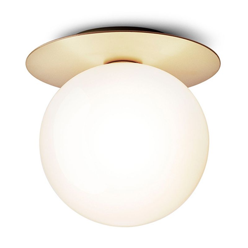 Lámpara de techo con forma de bola, hierro moderno, 1 luz, montaje empotrado con pantalla de cristal para pasillo