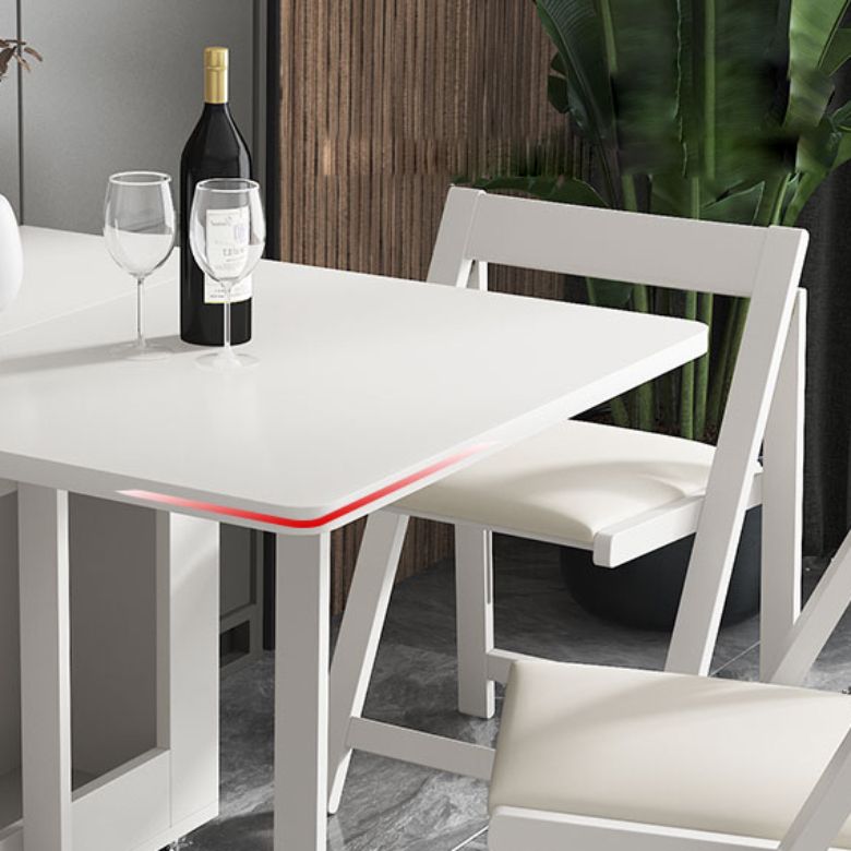 3/5/7 Pieces Modern White Wooden Rectangle Folding Dining Set for Home