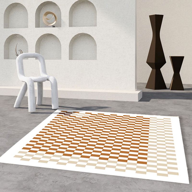 Contemporary Checkered Print Rug Polyester Area Carpet Stain Resistant Indoor Rug for Living Room