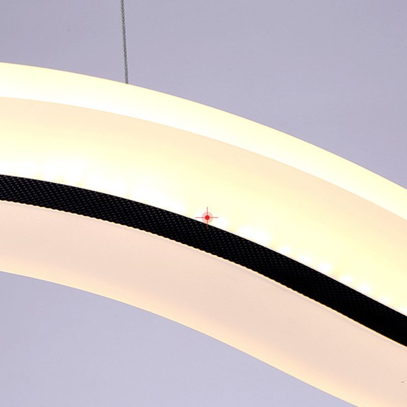 Luz de la isla LED de ola blanca en moderna luz colgante de acero inoxidable de estilo conciso con sombra acrílica