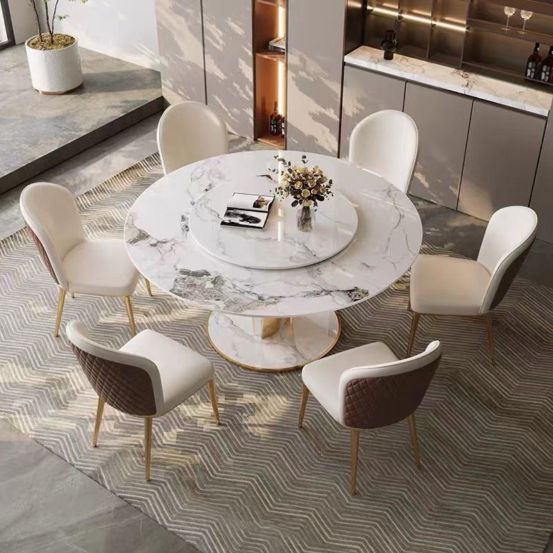 Glam Style Round Table Set 1/4/5/7/9 Pieces Dining Set for Kitchen