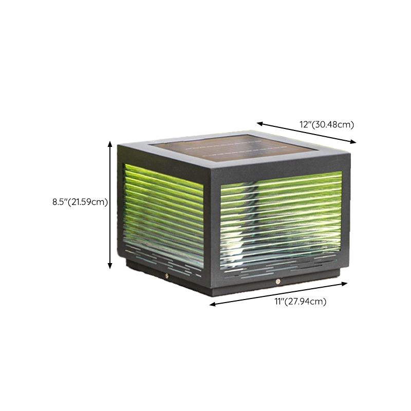 Geometric Shape Metal Outdoor Light Modern Style 1 Light Solar Pillar Lights in Black