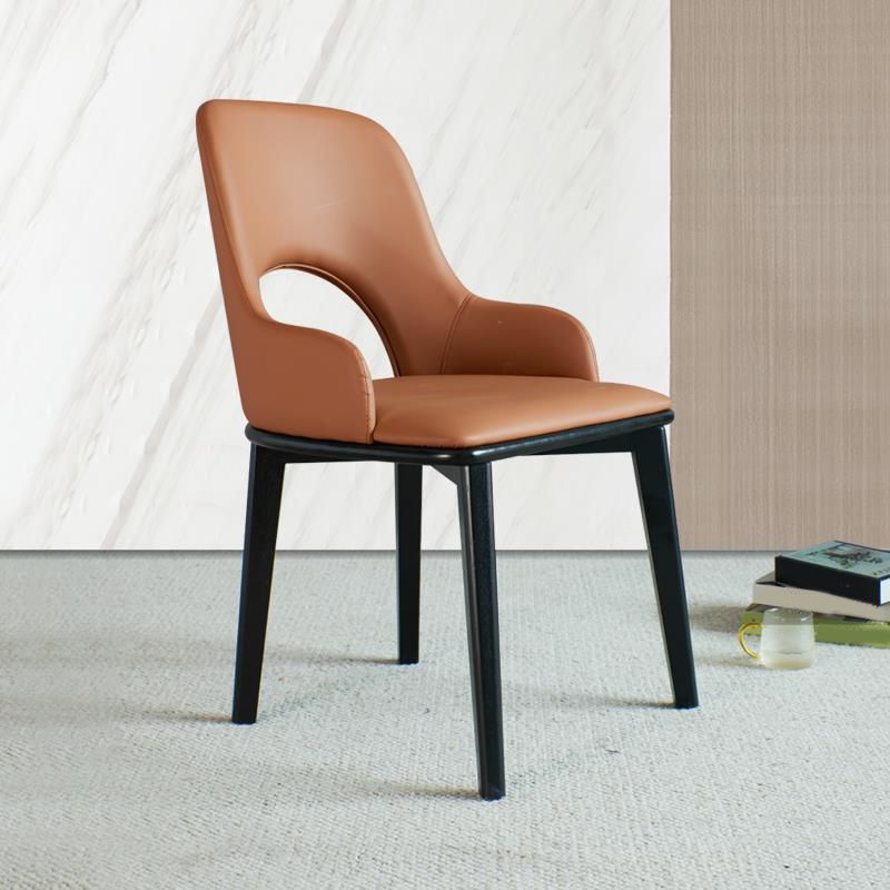 Open Back Home Dining Chair Wooden legs Arm Chair with Upholstered