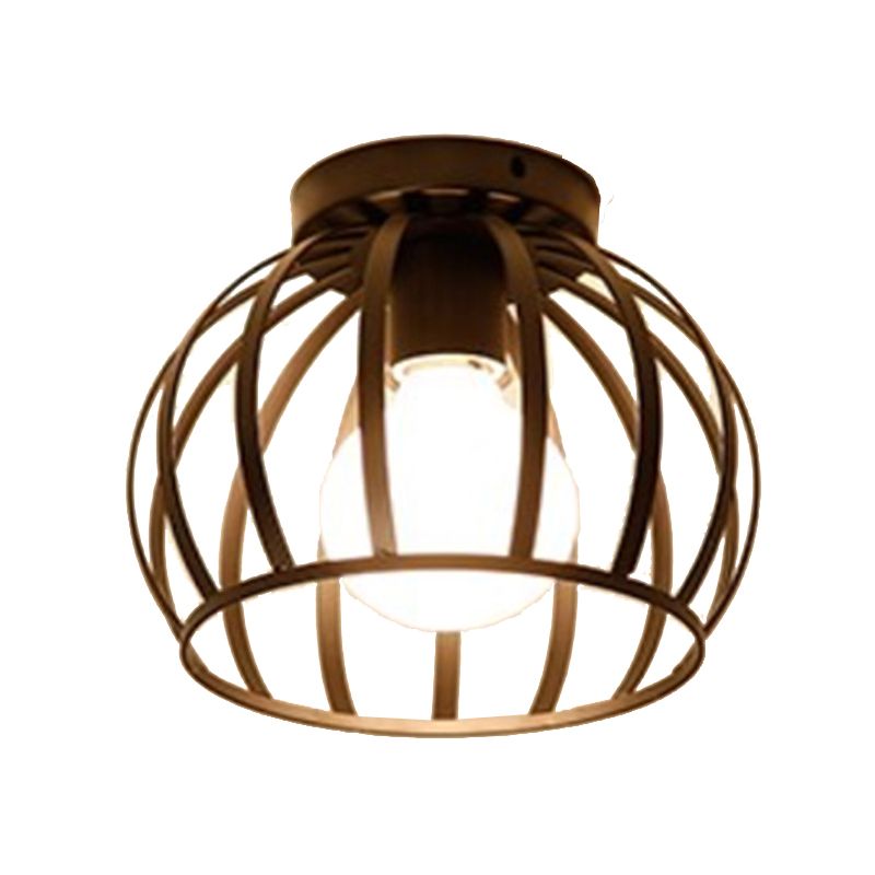 Modern Flush Mount Metal 1-Light Flush Light in Black for Hallway