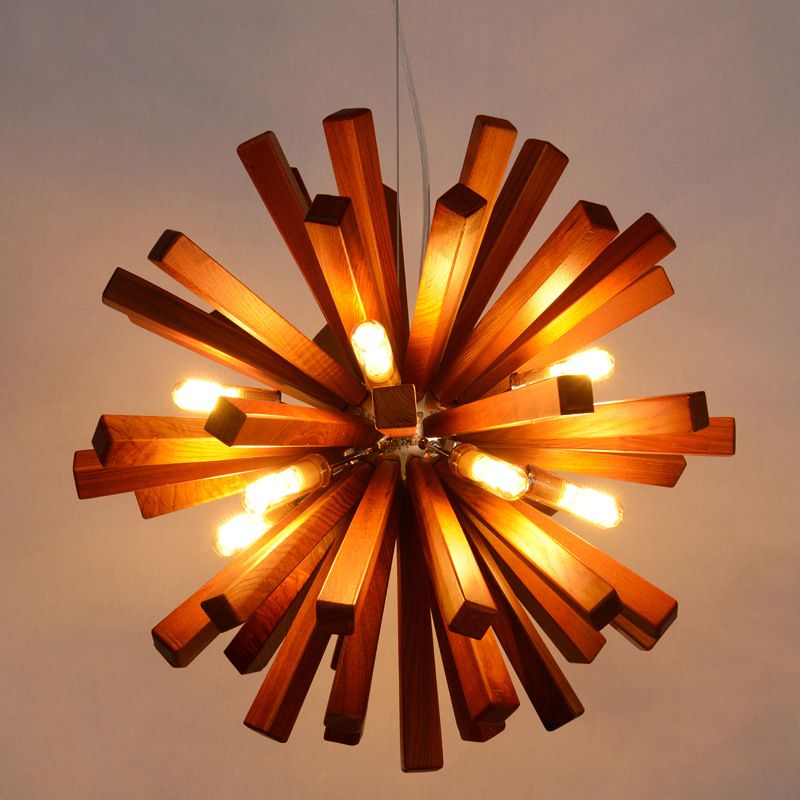 Wood Dandelion Ceiling Lighting Nordic Style Chandelier Light Fixture for Restaurant
